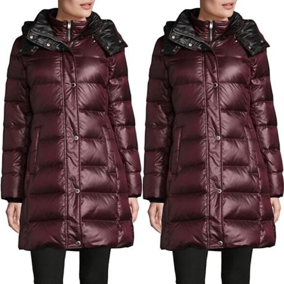 Marc New York Quilted Hood Parka-BURGUNDY - Picture 1 of 1
